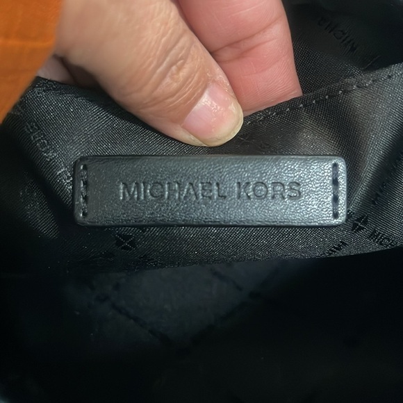 Michael Kors black white nylon camera crossbody bag webbing logo strap - Picture 13 of 17